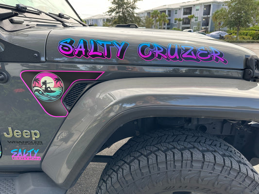 Woman Surfing Fender Vent Decal