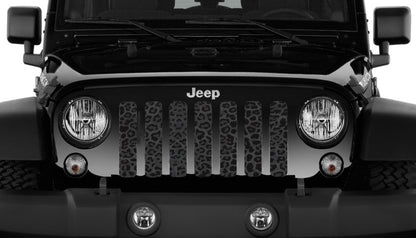 Platinum Dark Gray and Black Leopard Print Grille Insert