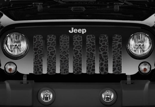 Platinum Dark Gray and Black Leopard Print Grille Insert
