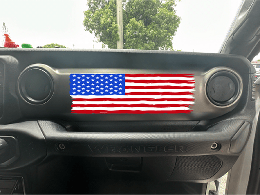 Red White and Blue Distressed Flag Dash Decal