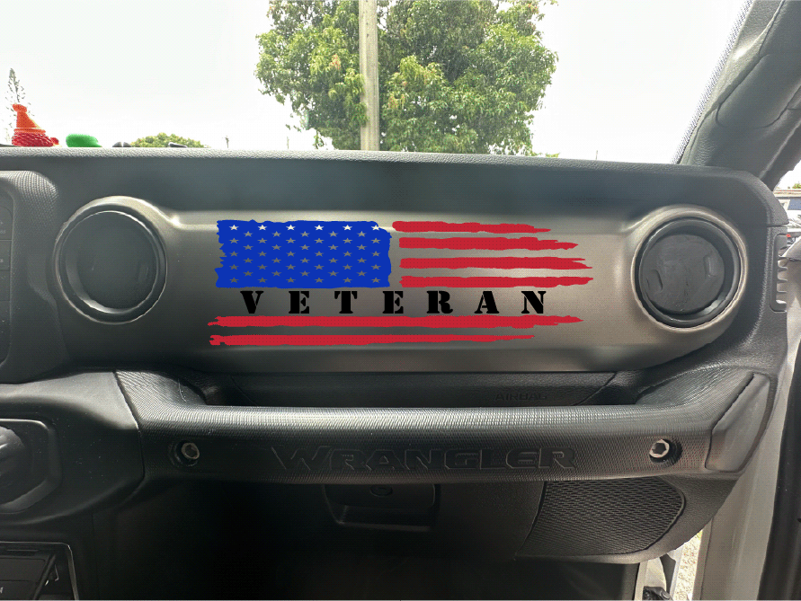 Red White and Black Veteran Dash Decal