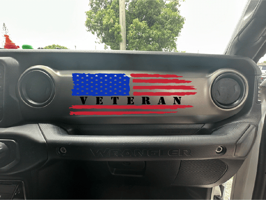 Red White and Black Veteran Dash Decal