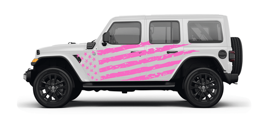 Distressed Flag Side Graphics- Soft Pink