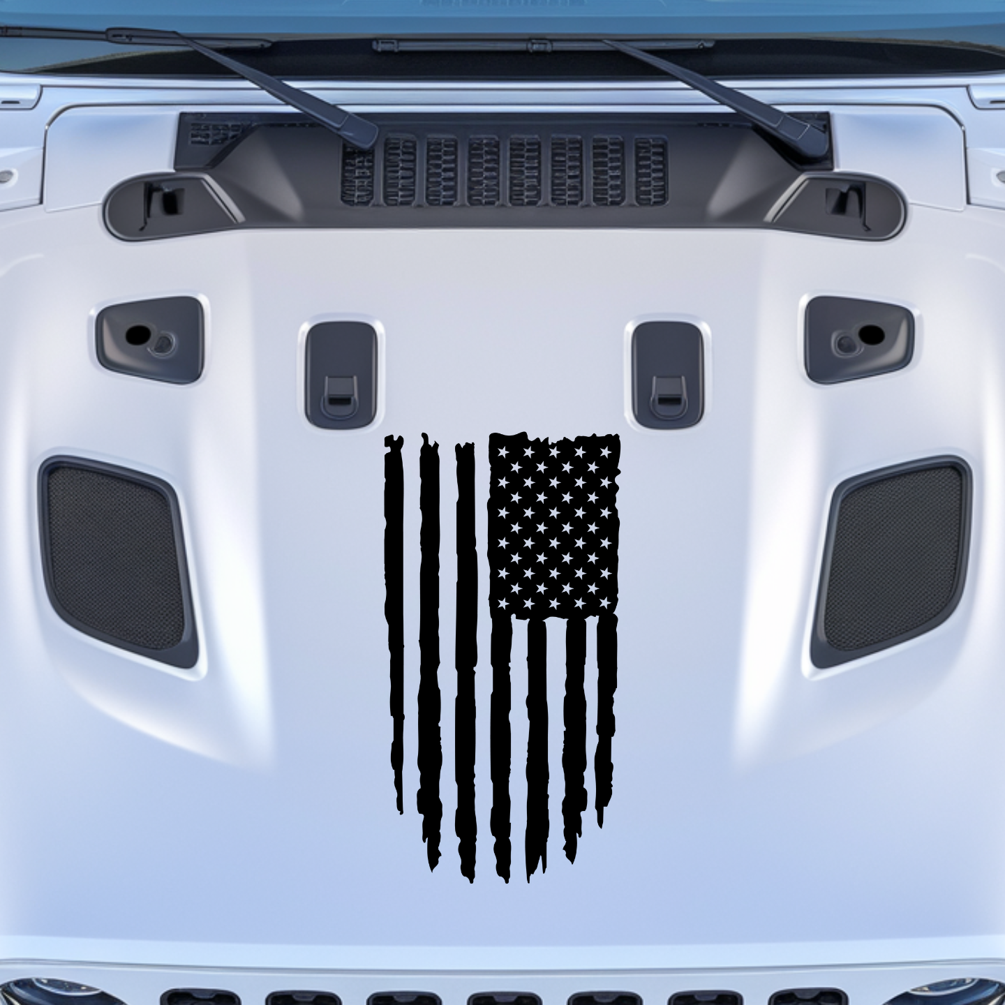 Distressed Flag Hood Decal Style 1
