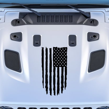 Distressed Flag Hood Decal Style 1