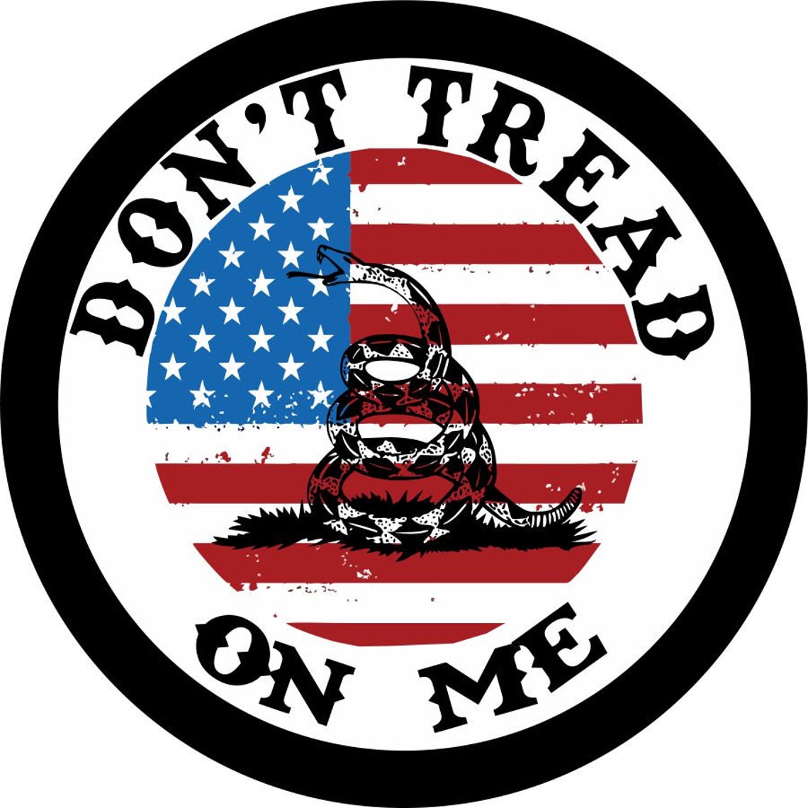 Don't Tread on Me American Flag + Rattlesnake Spare Tire Cover for Jeep, Bronco, RV, Camper, Trailer, & More