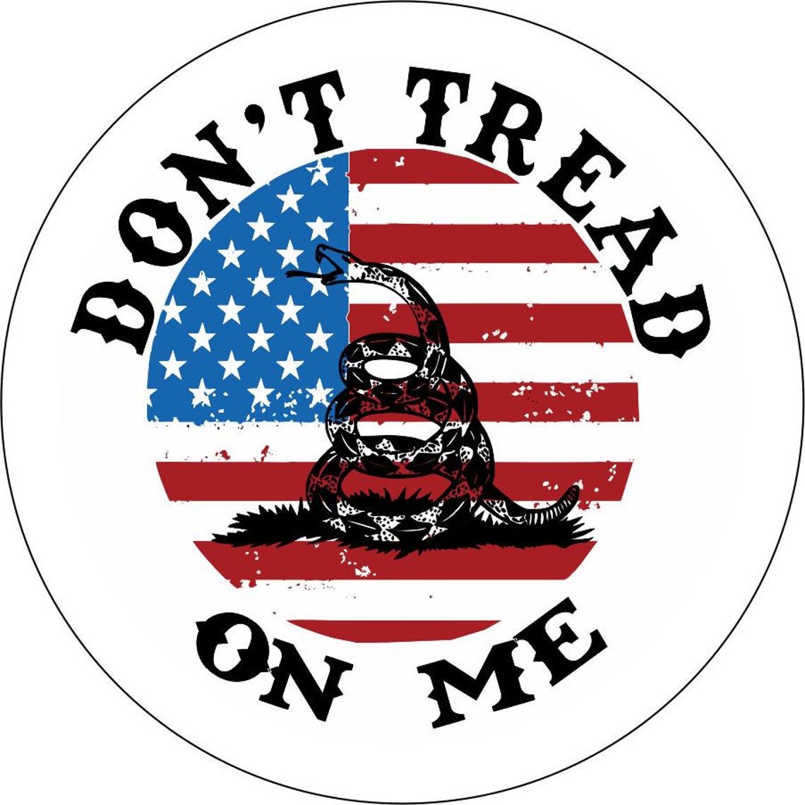 Don't Tread on Me American Flag + Rattlesnake Spare Tire Cover for Jeep, Bronco, RV, Camper, Trailer, & More