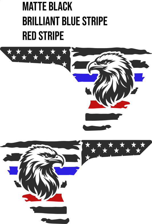 Matte Black with Blue and Red Stripe Vent Decals