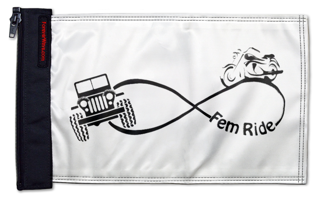 Fem Ride 12"x18" Forever Wave Flag for Jeep Wrangler JLU 4-Door 2018-Present