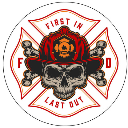 Firefighter Skull Spare Tire Cover for Jeep, RV, Camper, Bronco & More