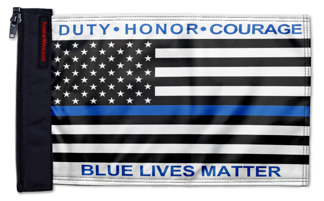 Blue Lives Matter 12"x18" Forever Wave Flag for Jeep Wrangler JLU 4-Door 2018-Present