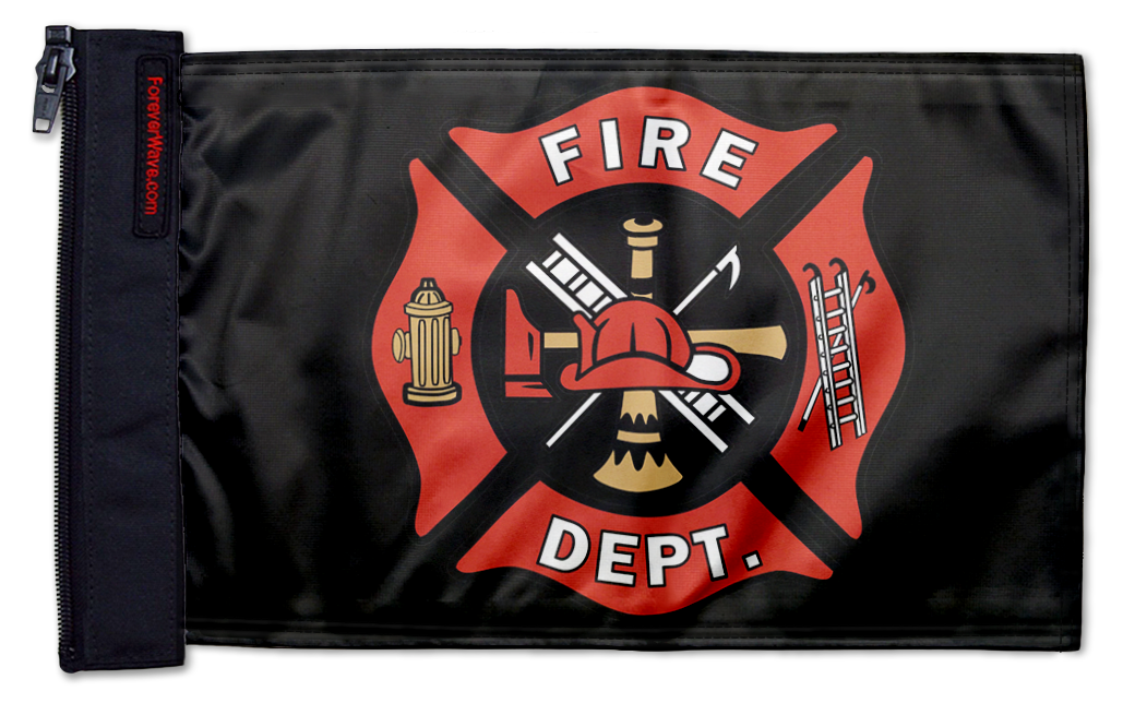 Fire Department 12"x18" Forever Wave Flag for Jeep Wrangler JLU 4-Door 2018-Present