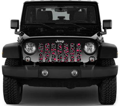 Platinum Gray and Pink Leopard Print Grille Insert