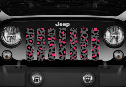 Platinum Gray and Pink Leopard Print Grille Insert