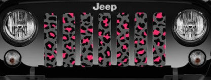 Platinum Gray and Pink Leopard Print Grille Insert