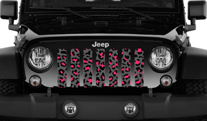 Gray and Pink Leopard Print Grille Insert