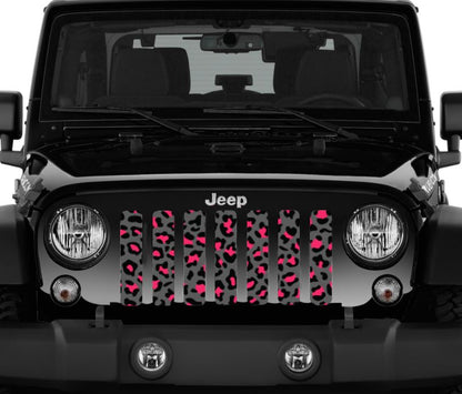 Gray and Pink Leopard Print Grille Insert