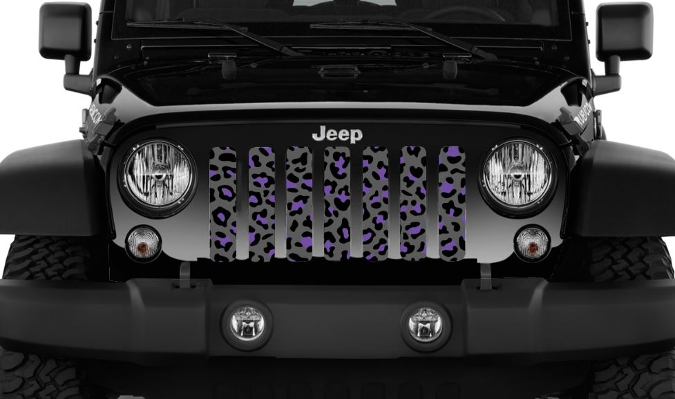Gray and Purple Leopard Print Grille Insert