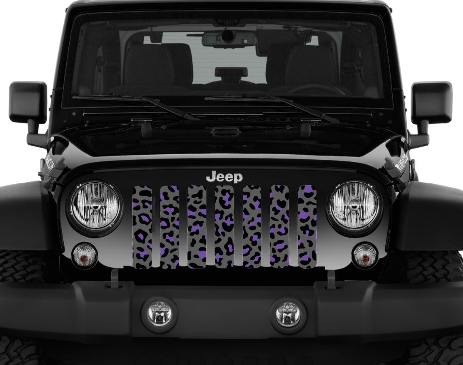 Gray and Purple Leopard Print Grille Insert