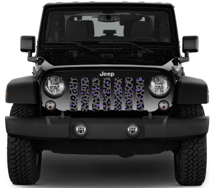 Platinum Gray and Purple Leopard Print Grille Insert