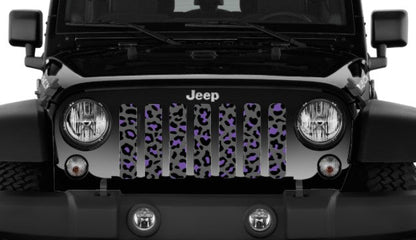 Platinum Gray and Purple Leopard Print Grille Insert