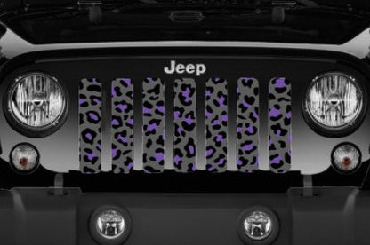 Platinum Gray and Purple Leopard Print Grille Insert