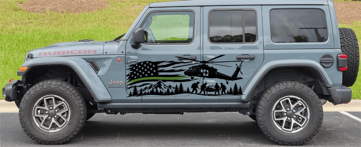 Green Stripe Flag Side Graphics - Pair