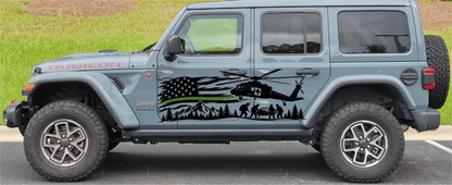 Green Stripe Flag Side Graphics - Pair