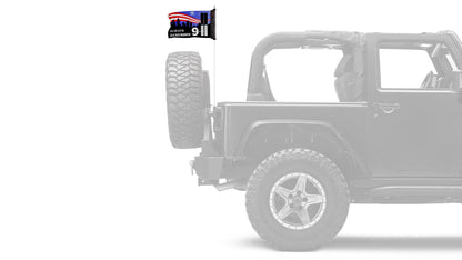 911 Tribute 12"x18" Forever Wave Flag for Jeep Wrangler JLU 4-Door 2018-Present