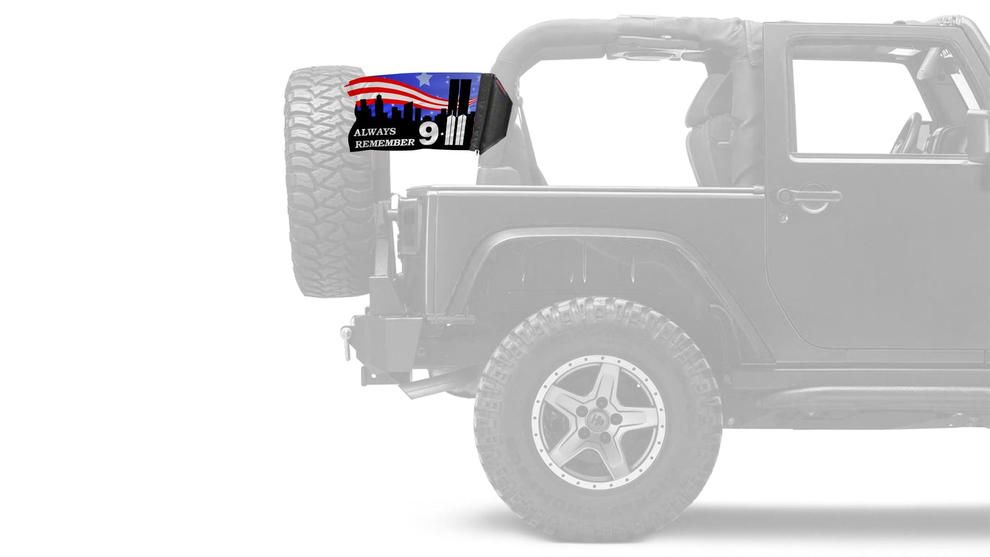 911 Tribute 12"x18" Forever Wave Flag for Jeep Wrangler JLU 4-Door 2018-Present