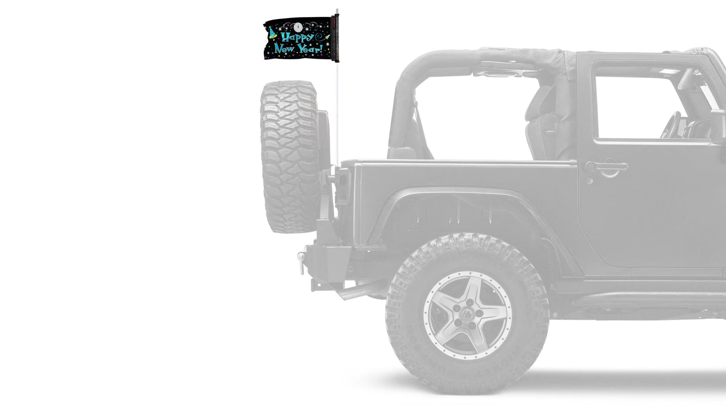 Happy New Year 12"x18" Forever Wave Flag for Jeep Wrangler LJ 2003-2006