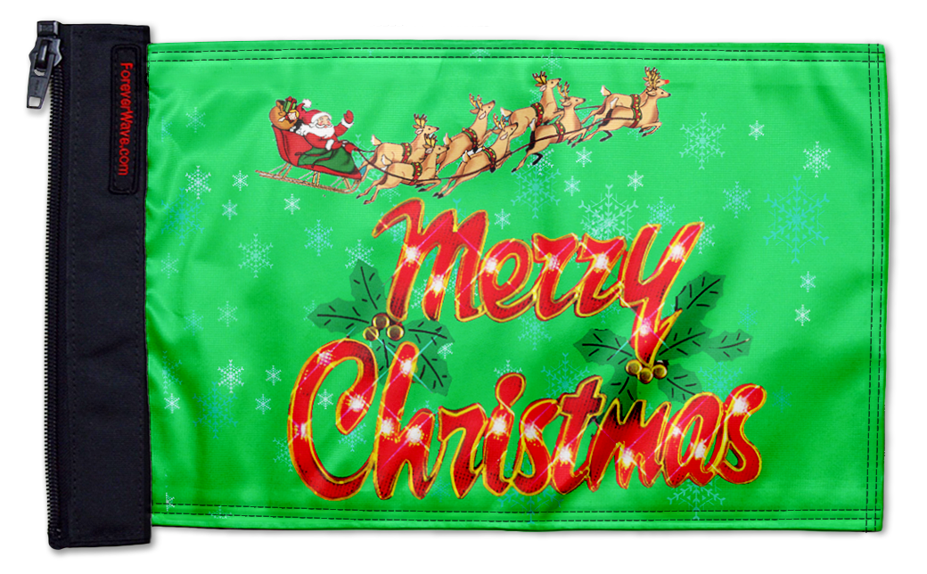 Merry Christmas 12"x18" Forever Wave Flag for Jeep Wrangler JLU 4-Door 2018-Present