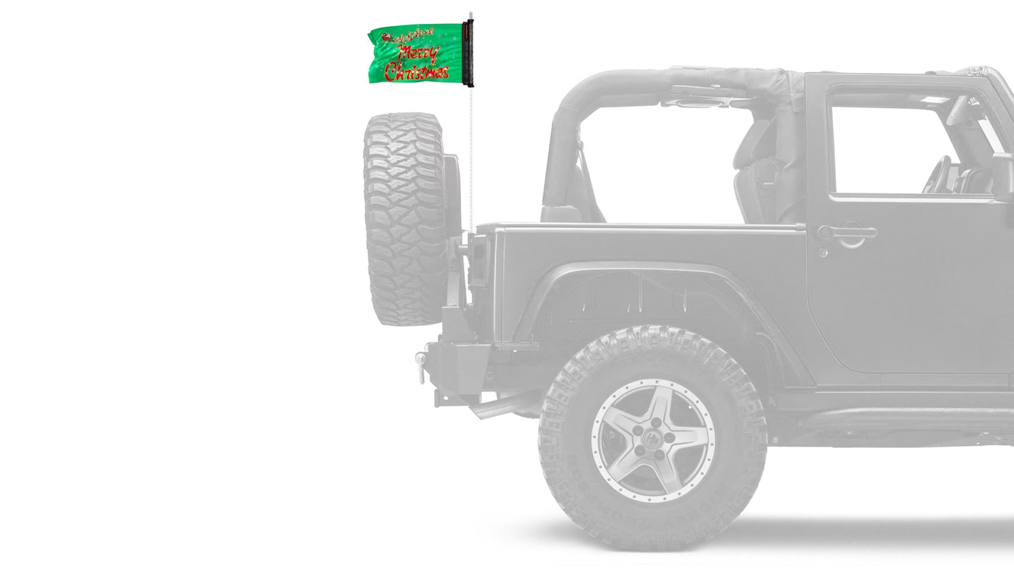 Merry Christmas 12"x18" Forever Wave Flag for Jeep Wrangler JKU 4-Door 2007-2018