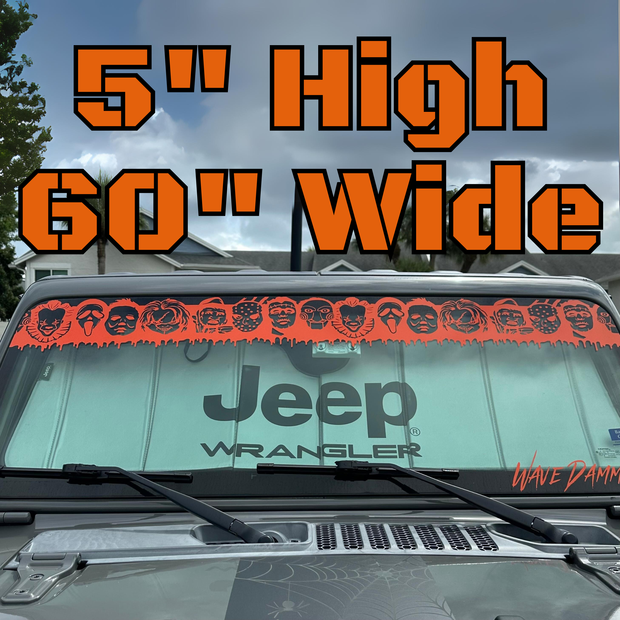 AlphaVinyl Zombie Biohazard Windshield Banner For Jeep Wrangler TJ JK XJ CJ YJ – Choose From 14 Colors!