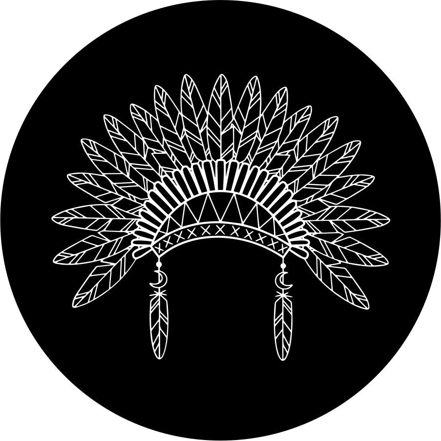 Beautiful Indian Headdress Spare Tire Cover for Jeep, RV, Camper, Bronco, & More