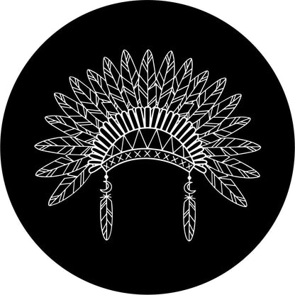 Beautiful Indian Headdress Spare Tire Cover for Jeep, RV, Camper, Bronco, & More