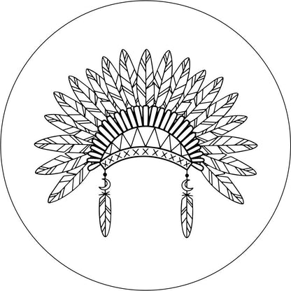 Beautiful Indian Headdress Spare Tire Cover for Jeep, RV, Camper, Bronco, & More