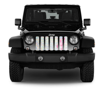 Iridescent White Pink Ribbon Grille Insert