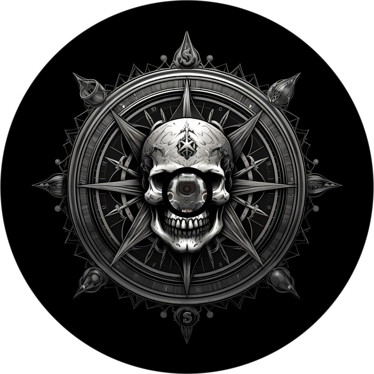 Compass Skull at the Helm Spare Tire Cover for Jeep, Bronco, RV, Camper, Van & More