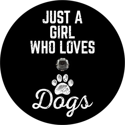 Just a Girl Who Loves Dogs and Paw Print Spare Tire Cover for Jeep, Bronco, RV, Van, Camper