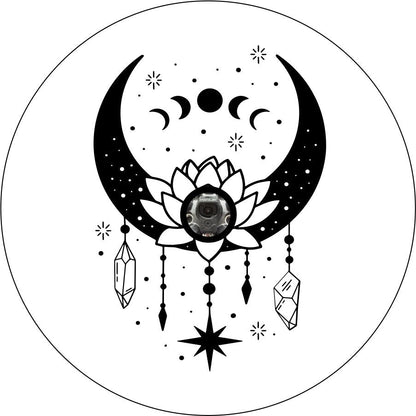 Mandala Moon with Lotus Flower + Crystals