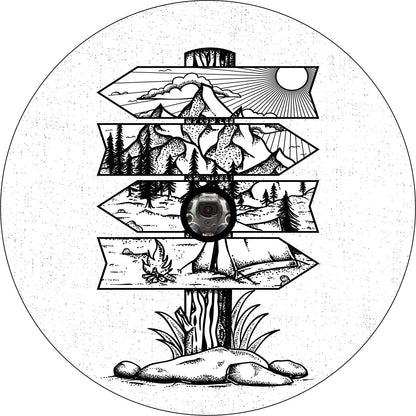 Mountains Sign Unique Spare Tire Cover for Jeep, Broncos, RV, Campers, & More