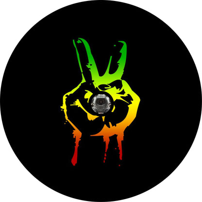 Rasta Peace Sign Spare Tire Cover for Jeep, Bronco, Campers, RV, Vans, & More
