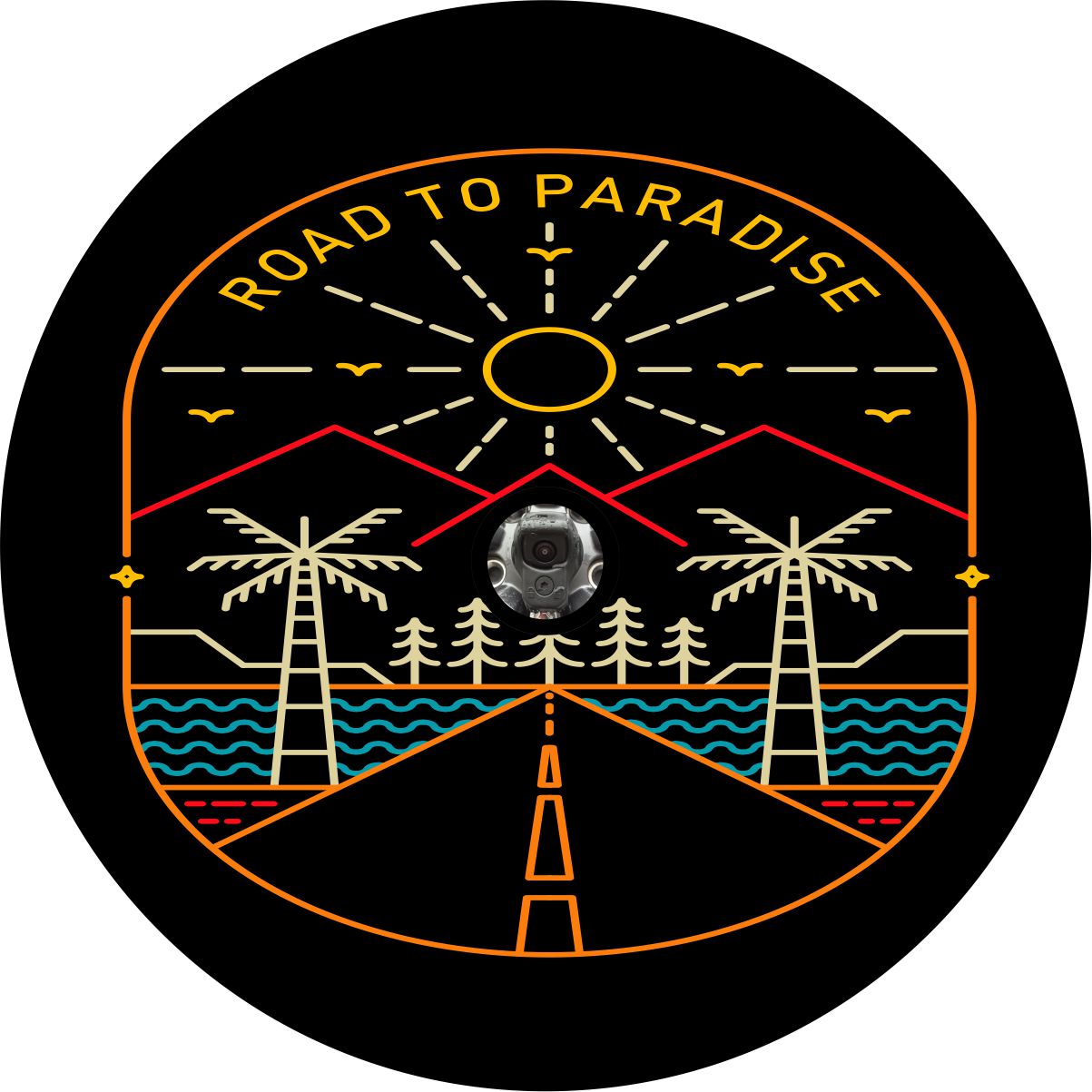 Road to Paradise Patchwork Unique Spare Tire Cover