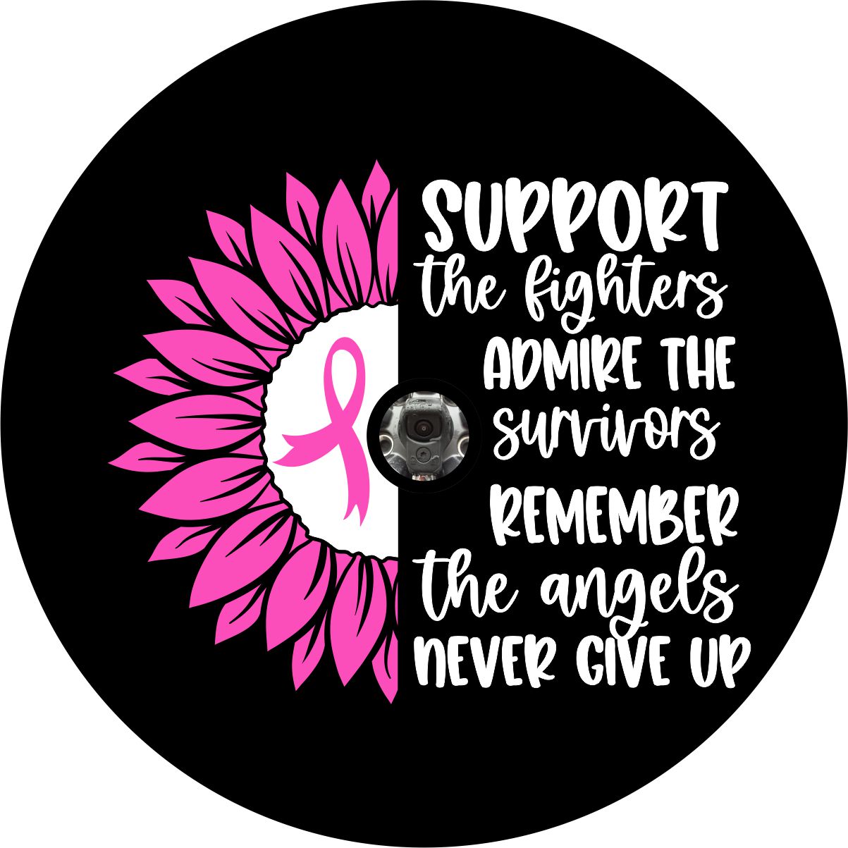 Support the Fighters Sunflower Breast Cancer Spare Tire Cover
