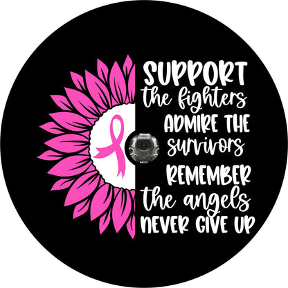 Support the Fighters Sunflower Breast Cancer Spare Tire Cover