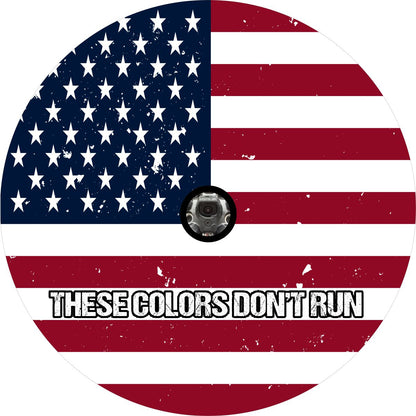These Colors Don't Run American Flag Spare Tire Cover For Jeep, Bronco, RV, Van, Camper, FJ Cruiser, & More