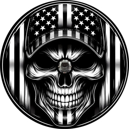 American Flag Skull Spare Tire Cover for Jeep, Bronco, RV, Camper, Trailer, & More