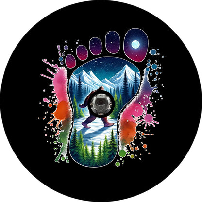 Sasquatch Color Pop Art Bigfoot Mountain Spare Tire Cover Design for Jeeps, Broncos, Camper, RVs and more