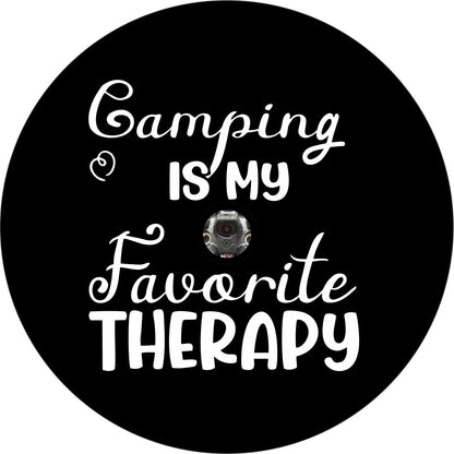 Camping Is My Favorite Therapy - Spare Tire Cover for RVs, Camper, Jeeps, Bronco, and More